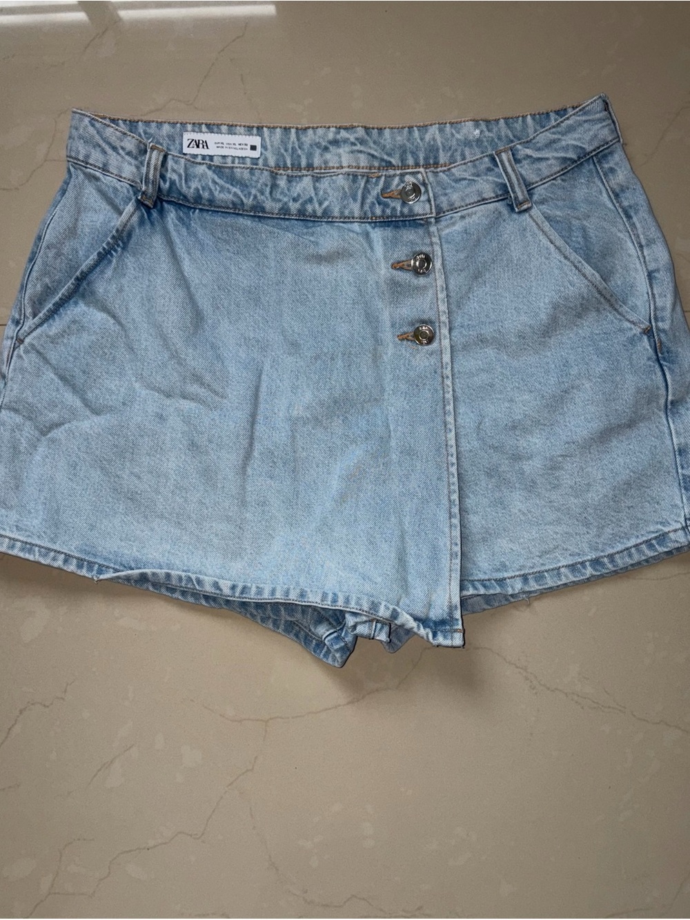 Light blue Zara denim wrap skort